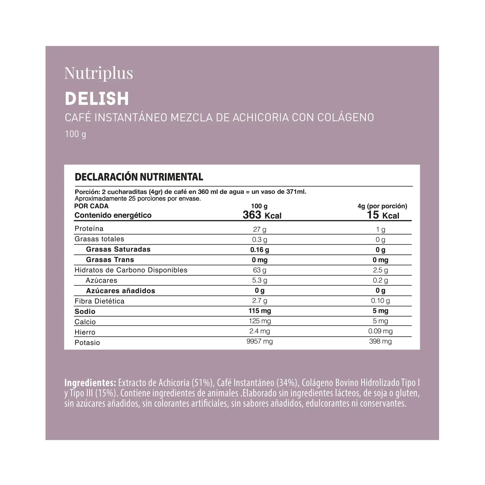 Delish Café Mezcla de Achicoria con Colágeno